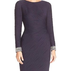 Eliza J Navy Dress with Beaded Cuff